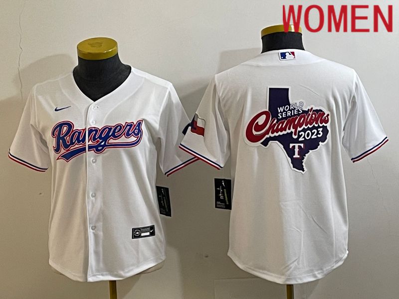 Women Texas Rangers Blank White Game Nike 2023 MLB Jersey style 2->women mlb jersey->Women Jersey